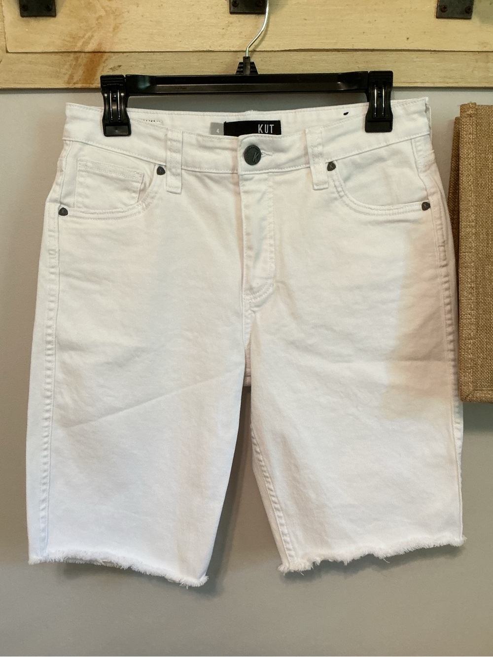 KUT from the Kloth Sophie High Rise White Bermuda Shorts, 4